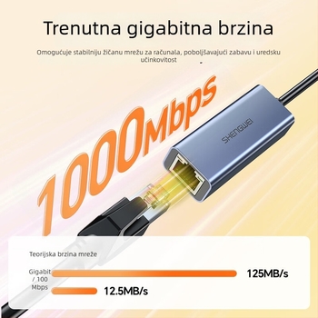 Win as USB 3.0 gigabitna žična mrežna kartica s RJ45 hub konverterom – vanjski adapter za prijenosno računalo