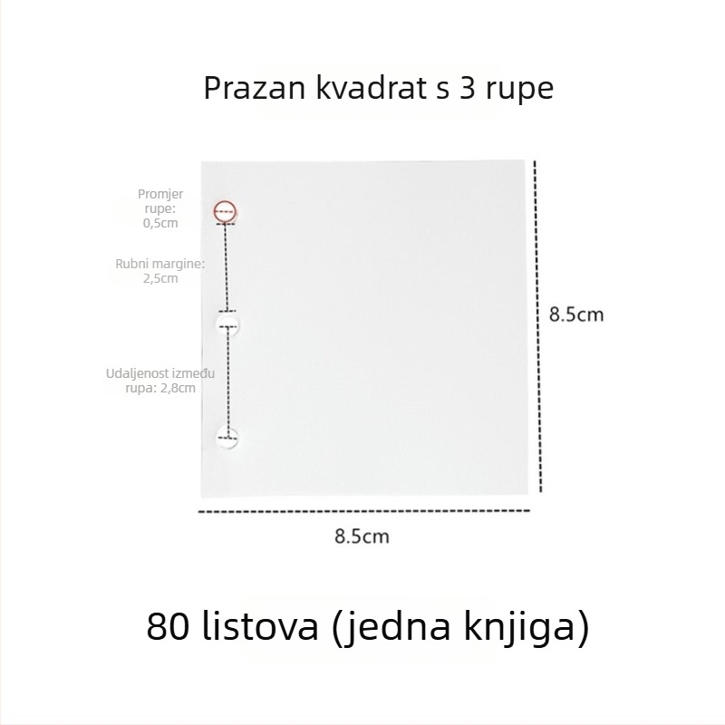 6-dijel kvadratni listovi za ljepljivi bilježnicu, šumski papir, 45 listova, prilagodljiva obrada
