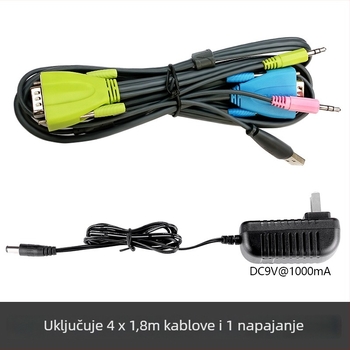 KVM prekidač Ks-1041ua, USB tipkovnica i miš, VGA sa zvukom, 1080p