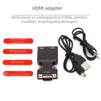 VGA adapter muški na HDTV ženski s audio i napajanjem – 1080P, VGA06 model