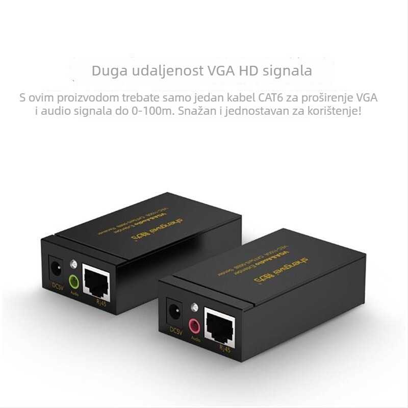 VGA extender s RJ45 i zvukom, model VE-1100AB, rezolucija 1920x1440@60Hz, kabel duljine 1.8 m