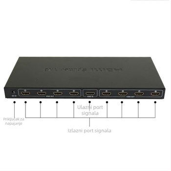 HDMI splitter: 1 ulaz/8 izlaza, 4K rezolucija, tip: prekidač/razdijelnik, za sigurnosnu liniju nadzora