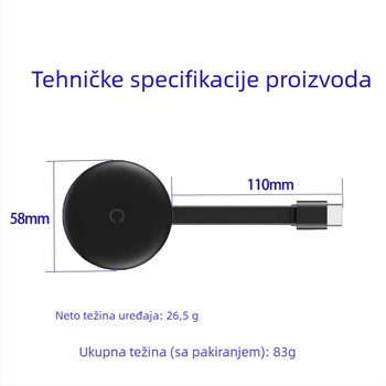 G12 Bežični HDMI dongle za zrcaljenje zaslona, 1080P, unutarnja uporaba, kompatibilan s pametnim telefonima