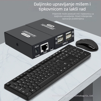 USB 2.0 extender 120 m, s 4-portnim USB hubom, USB na RJ45, za nadzor računala i proširenje miša putem jednog RJ45 kabela