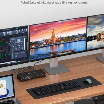 KVM prekidač s USB-C, HDMI i dvostrukim DP ulazima (4K@120Hz; 100W Power Delivery; HDMI izlaz + 2x DP izlazi)