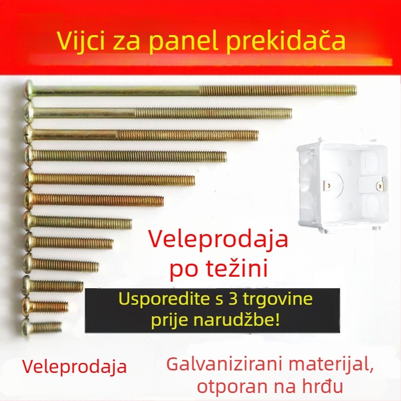 Produžni panel prekidača i utičnice za univerzalnu kutiju za kabeli – M4 vijci kompatibilni, galvanizirana čelična Q235, standard GB5783-86, radni nivo 4.8