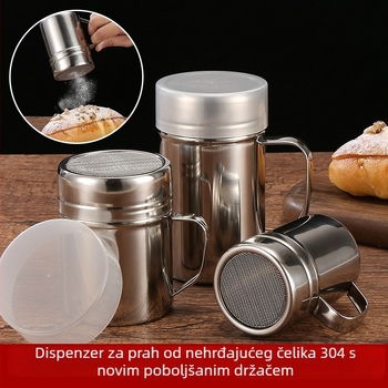 Podijeljivač praška od nehrđajućeg čelika 304 s držalom i mrežastim cjedilom, za vanjsku roštilj upotrebu