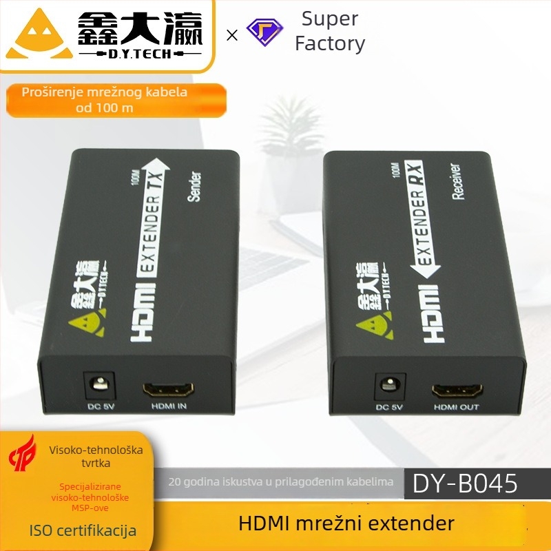 HDMI extender preko RJ45 100 m, pojačivač signala, 8K rezolucija, dijeljenje miša i tipkovnice