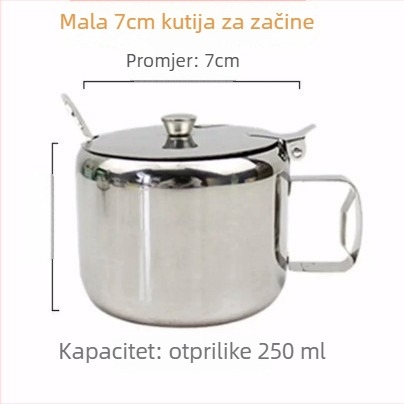 Set začina od nehrđajućeg čelika s poklopcem i žličicom — više odjeljaka za sol, MSG, papar i ulje čili (japanski stil)