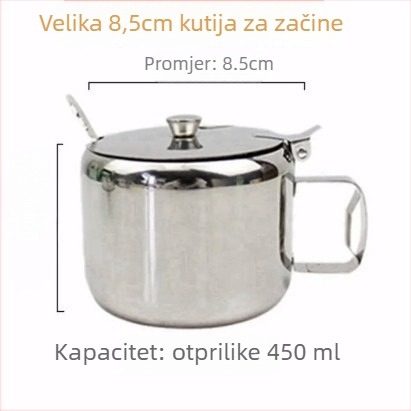 Set začina od nehrđajućeg čelika s poklopcem i žličicom — više odjeljaka za sol, MSG, papar i ulje čili (japanski stil)