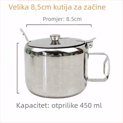 Set začina od nehrđajućeg čelika s poklopcem i žličicom — više odjeljaka za sol, MSG, papar i ulje čili (japanski stil)