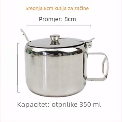 Set začina od nehrđajućeg čelika s poklopcem i žličicom — više odjeljaka za sol, MSG, papar i ulje čili (japanski stil)