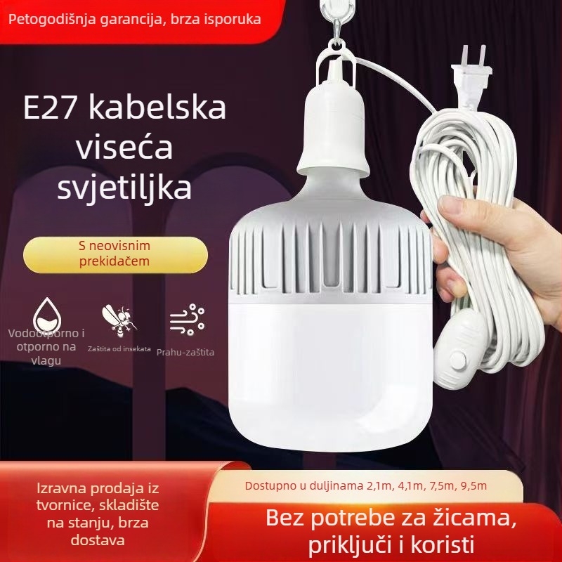 LED kućna rasvjeta žarulja s E27 uložkom i utičnicom, 220V, IP42, snaga 5W-120W, PVC tijelo, PC sjenilo, 2 godine garancije
