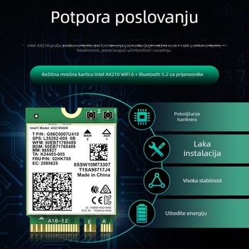 EDUP EP-AX210 bežična mrežna kartica, 3000 Mbps, PCI sučelje, 802.11g/b/n