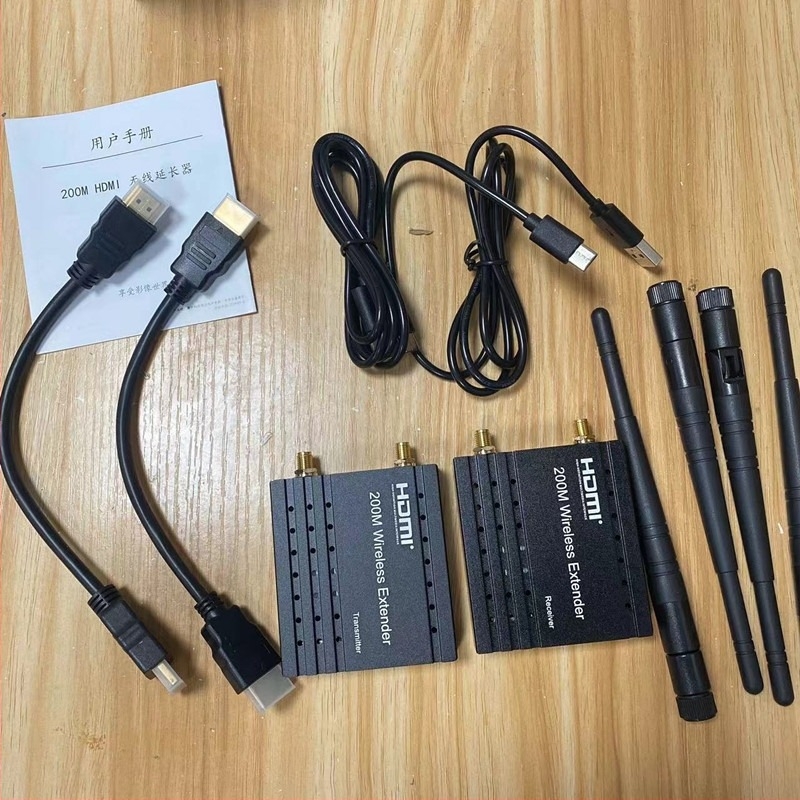 HDMI bežični extender za videosignale, domet 200 m, 1080p, dvostruka antena, daljinsko buđenje, upravljanje napajanjem