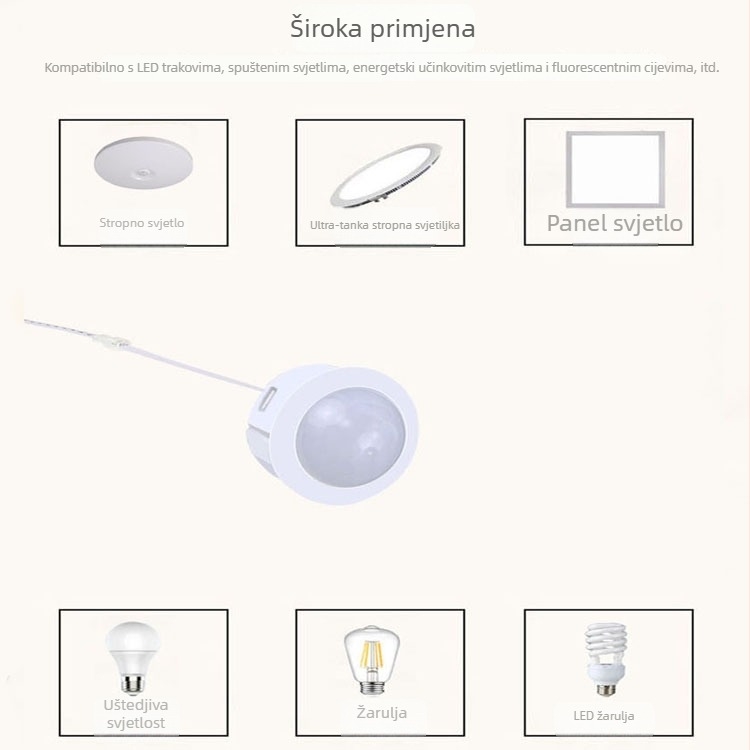 Infračern PIR senzor prekidač za niskonaponsko osvjetljenje (5-12V, 30 s odgode) – Downlight/Spotlight