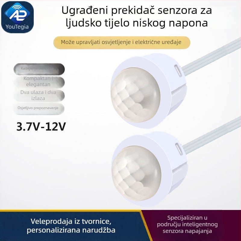 Infračern PIR senzor prekidač za niskonaponsko osvjetljenje (5-12V, 30 s odgode) – Downlight/Spotlight