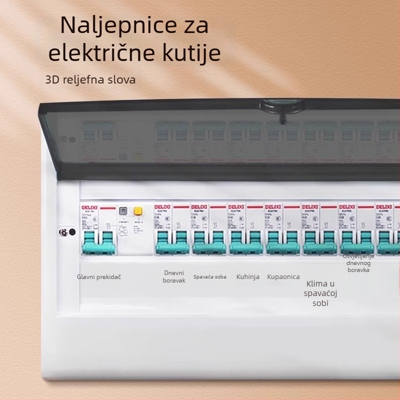 Identifikacijska naljepnica za kutiju brojila — za glavni prekidač i utičnice, plastična, moderni minimalistički stil, za komercijalne i kućne prostore