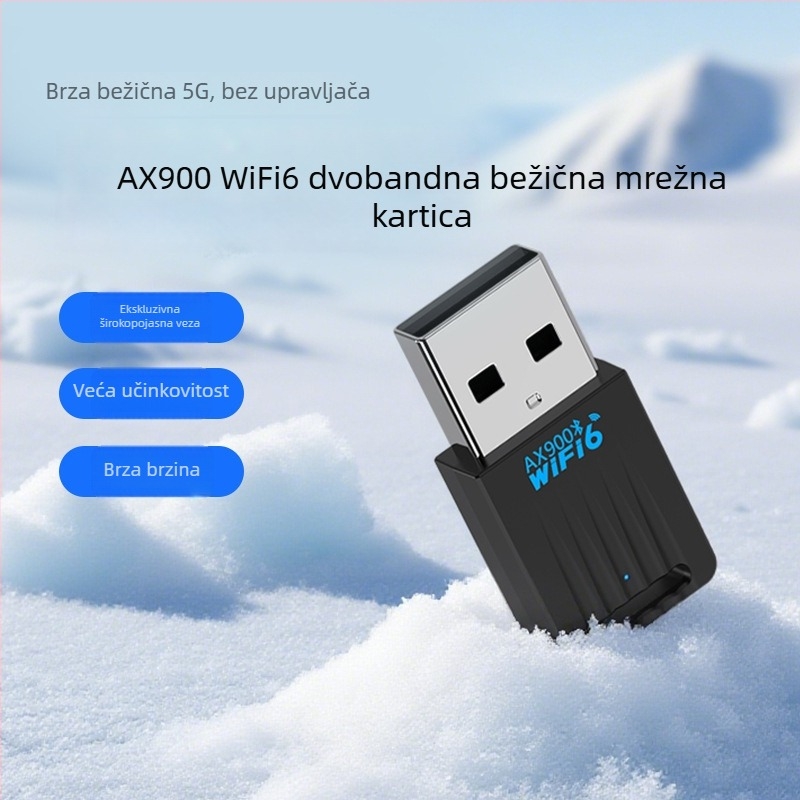 WiFi6 USB-A stolni bežični prijemnik s Bluetoothom, dvopojasni 2,4 GHz/5,8 GHz, do 600 Mbps, bez upravljačkih programa