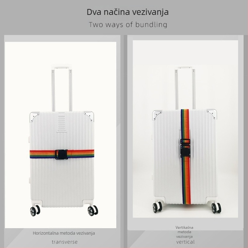 Pojas za prtljagu s križnim dizajnom pakiranja – najlon, fiksni, proširivi, zavezivanje, prugasti uzorak, gradski minimalistički stil, dodaci za prtljagu