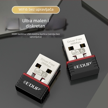 WiFi 6 USB bežični mrežni adapter bez drivera, za desktop i laptop, 300 Mbps, 2,4 GHz, AX protokol