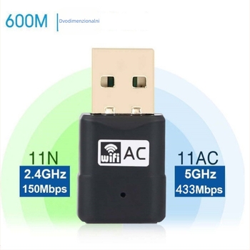 AC600M USB dvoband bežična mrežna kartica – 600 Mbps, 2.4/5.8 GHz, bez drajvera