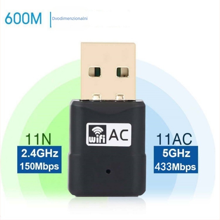 AC600M USB dvoband bežična mrežna kartica – 600 Mbps, 2.4/5.8 GHz, bez drajvera