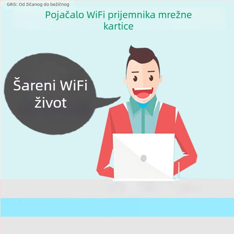 GRIS USB bežični mrežni adapter RTL8188EUS za stolno računalo i prijenosno računalo, 2,4 GHz, 150 Mbps, USB, IEEE 802.11b/g/n, Crna