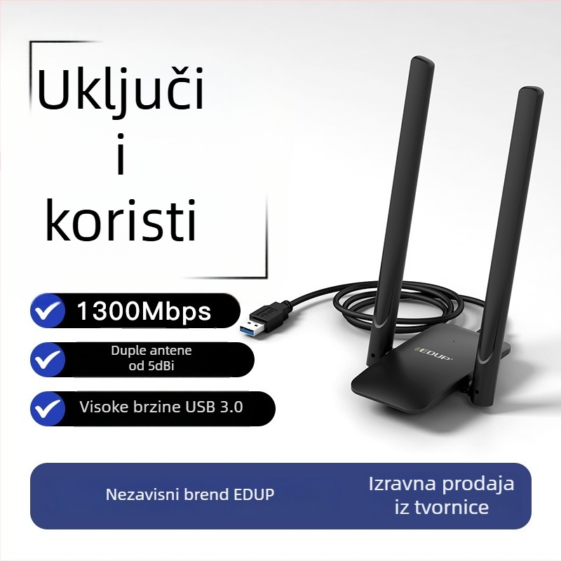 EDUP EP-AC1691 USB bežična mrežna kartica, dvopojasna 2,4/5 GHz, 1200 Mbps, IEEE 802.11b/g/n