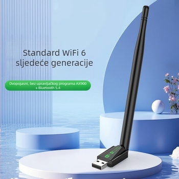 AX900 USB WiFi 6 bez vozača, poboljšano izdanje, sa jednom antenom, 600 Mbps, za prijenosna računala