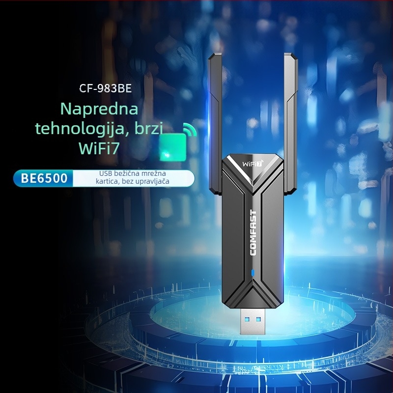 CF-983BE Bežični USB adapter s Wi-Fi 7, 6500 Mbps, IEEE 802.11BE, pojasevi 2.4/5.8/6 GHz