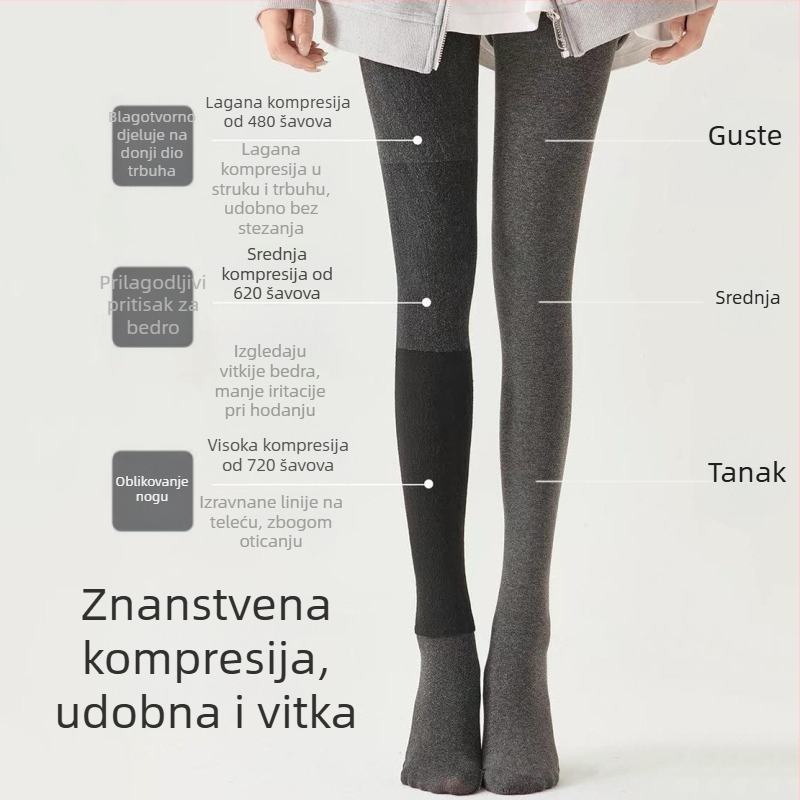 Pamukaste legice s flis podstavom i mikro-pritiskom, podižu stražnjicu, za jesen-zimu, punog kroja