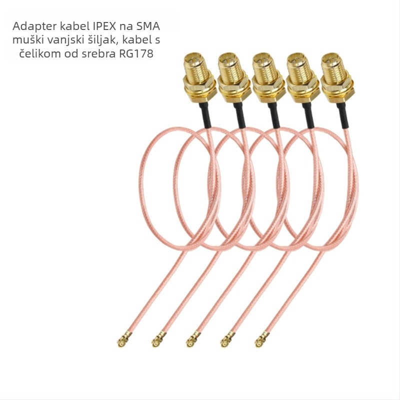 Kabel-adaptor IPEX na SMA muški, koaksijalni RG178 s postrebrljenim vodičem, za antenu bežičnog usmjerivača i WiFi modula