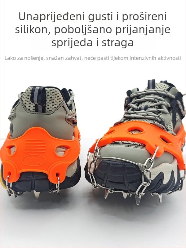 So Comfortable 19-člankane anti-slip kramponi za cipele, silikon i 201 nehrđajući čelik, za planinarenje, penjanje i zimski ribolov