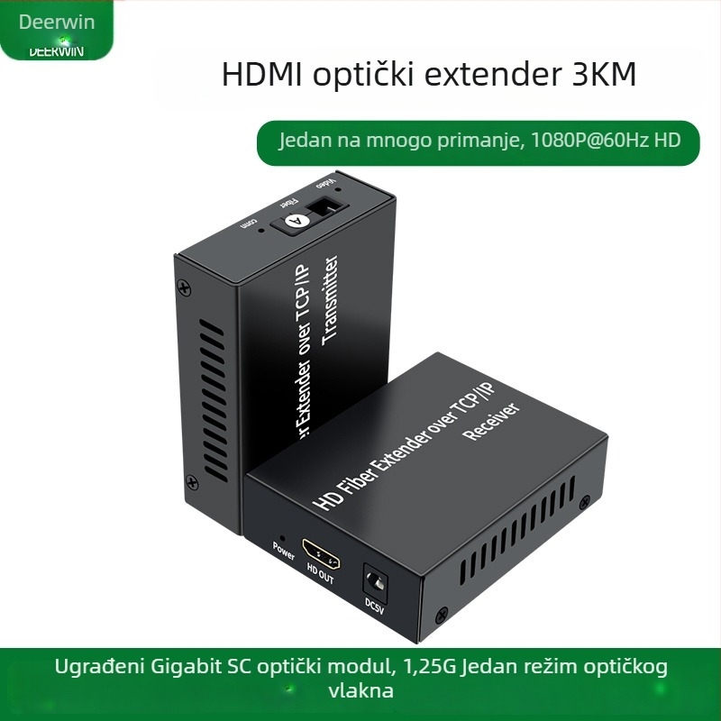 HDMI optički extender DW-HF03 — 3 km, IP/TCP HDMI SC transceiver, 1080p (1920x1080 @60Hz)