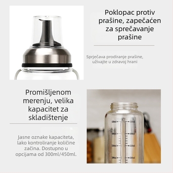 I nest spremnik za začine u kuhinji, staklo, nehrđajući čelik i plast, moderni minimalistički dizajn, tiskanje logotipa moguć.