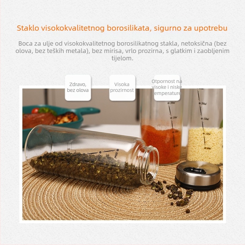 I nest spremnik za začine u kuhinji, staklo, nehrđajući čelik i plast, moderni minimalistički dizajn, tiskanje logotipa moguć.