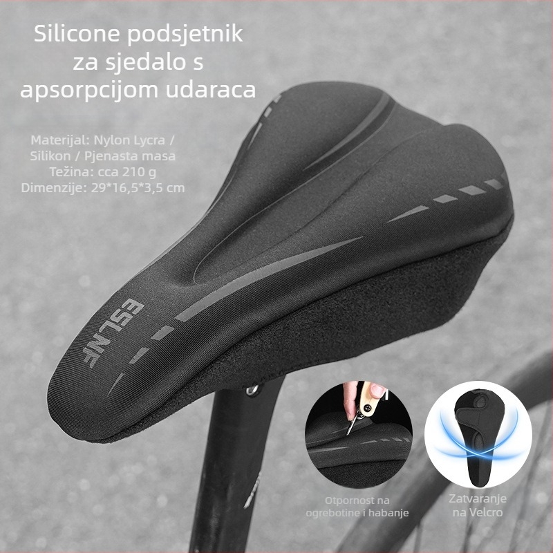 Navlaka za sjedalo bicikla s udobnim jastučićem i silikonskom amortizacijom, materijal najlon + silikon, model 08CU0007, za planinske bicikle