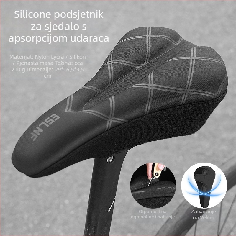 Navlaka za sjedalo bicikla s udobnim jastučićem i silikonskom amortizacijom, materijal najlon + silikon, model 08CU0007, za planinske bicikle