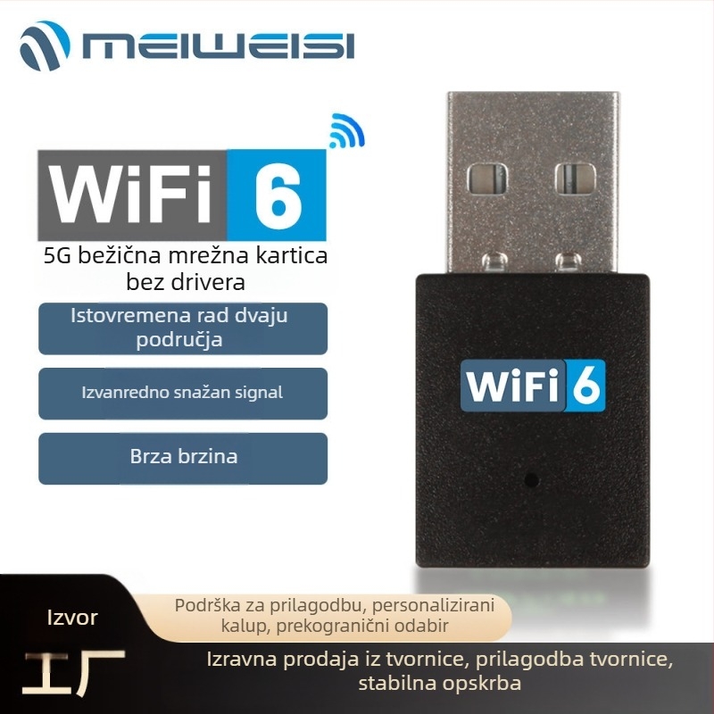 MWS WK20 USB Wi‑Fi adapter, dvostruki pojas 900 Mbps, IEEE 802.11ax/ac/n/g/b, 2.4/5 GHz