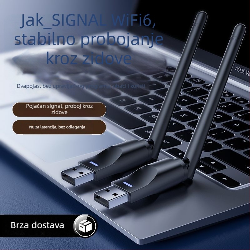 USB WiFi 6 adapter bez upravljačkog programa za stolno računalo i prijenosno računalo – 600 Mbps, 5 GHz