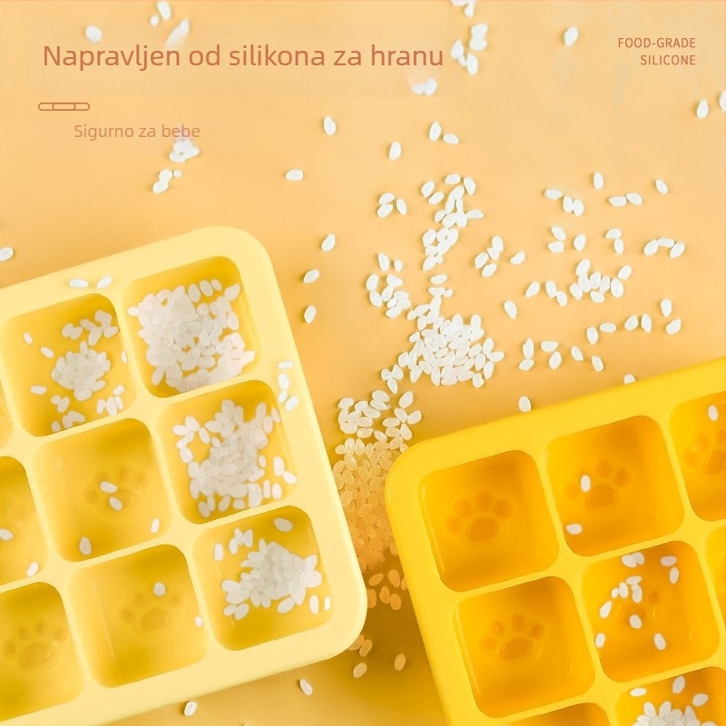 Silikonska forma za paru bebine hrane, oblik mačje šape, devet odjeljaka, 1 komad, minimalistički stil