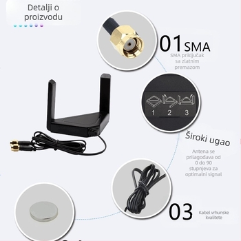 Fenwei Desktop bežična mrežna kartica s vanjskom antenom, dvopojasna, visoko dobitak usmjerena antena, SMA priključak, produžetak antene 1,5 m