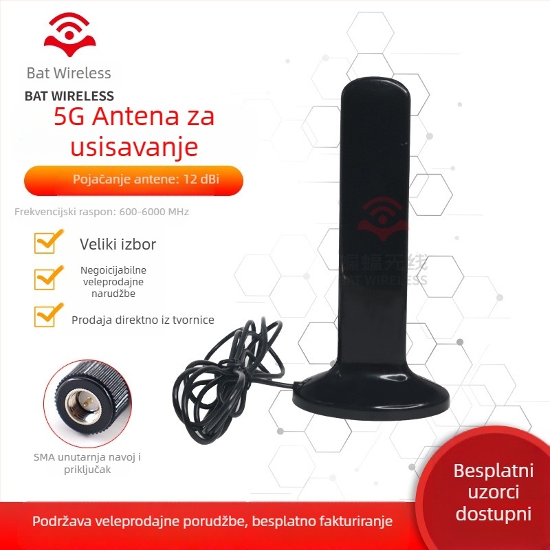 Antena punog spektra 2G/3G/4G, visokog dobitka 12 dBi, omnidirekcionalna, za bežični usmjerivač, model BW5GXWX168-34L2000, Bat Wireless