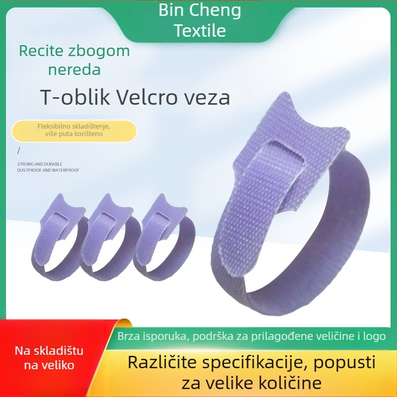 Velcro kabelska vezica — T-oblik, mješavina najlona i poliestera, za upravljanje kabelima i računarskim žicama