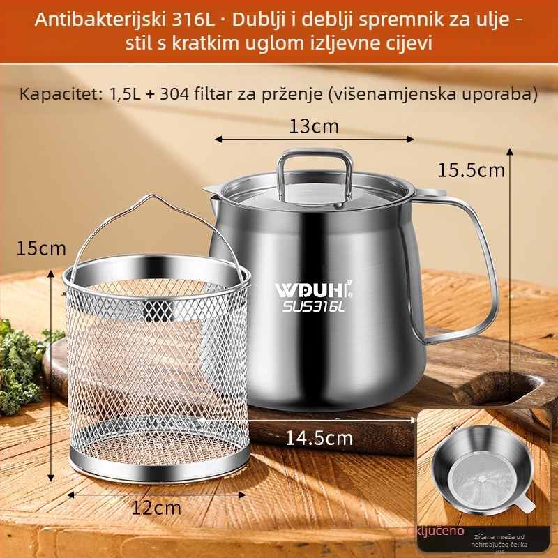 Lonac za ulje s filtrom i košarom za prženje, nehrđajući čelik, kuhinja, Wudu hui, podrijetlo: Chaozhou