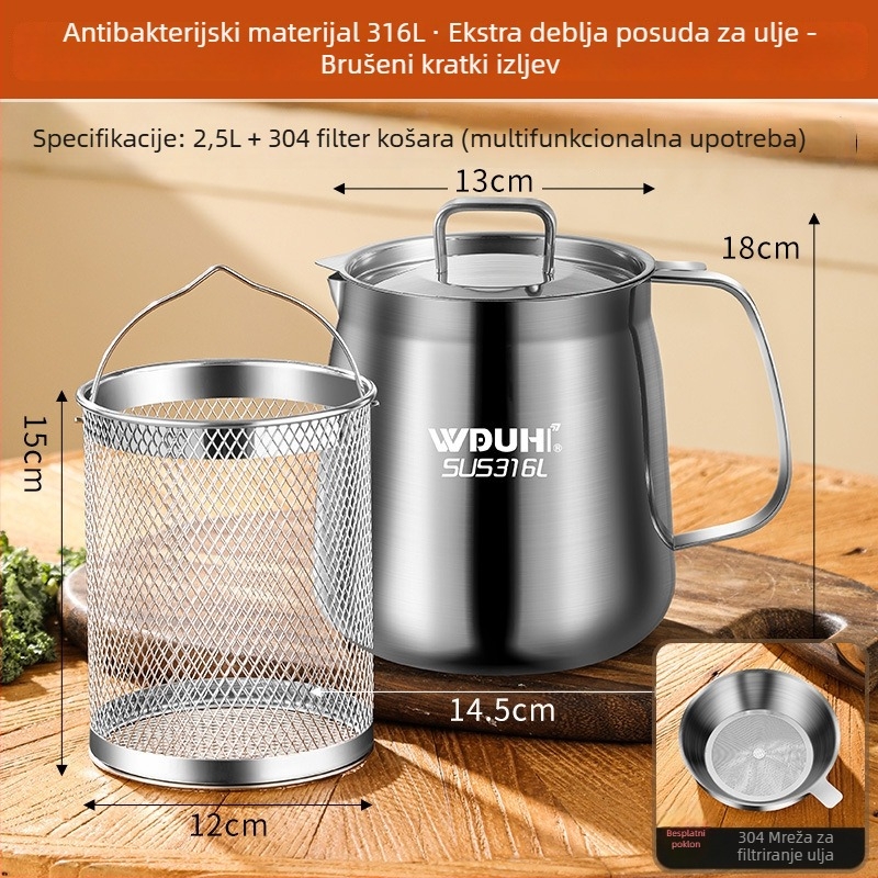 Lonac za ulje s filtrom i košarom za prženje, nehrđajući čelik, kuhinja, Wudu hui, podrijetlo: Chaozhou