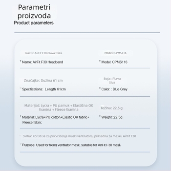 Ventilator trak za AirFit F30 CPAP masku i ResMed F30, zamjena podesive trake — Materijal: najlon smjesa; Miješane tkanine: Lycra + pamuk + elastična tkanina; Marka Xinwei
