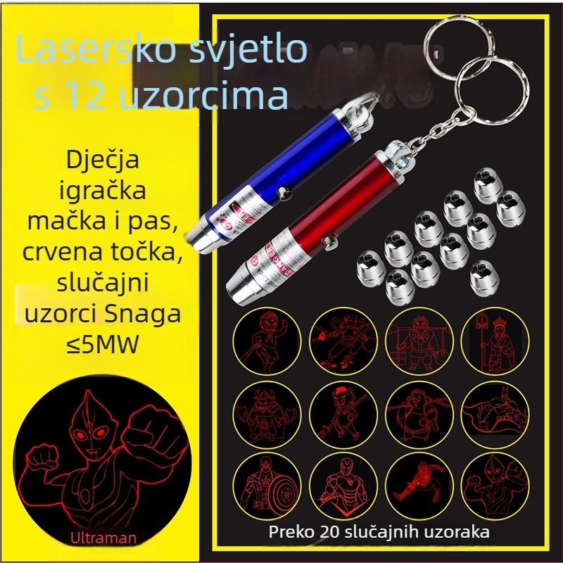 Yirui Nostalgijski dječji laserski projektor iz 80-ih — više obrazaca projekcije, infracrveni laserski pokazivač, zabava za mačke