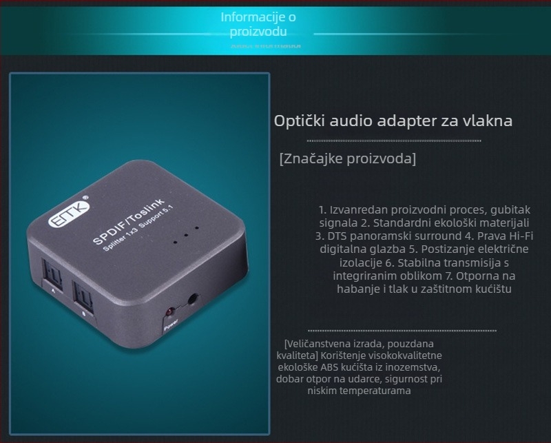 Longqitong LQT-GX31 optički audio prekidač/raspored — 3-putni audio razdjelnik, predstavljen 2023